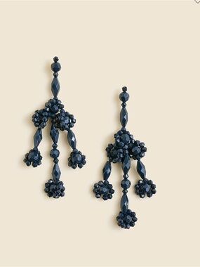 NEW J. Crew navy blue beaded boho chandelier earrings NWT CQ349 $60